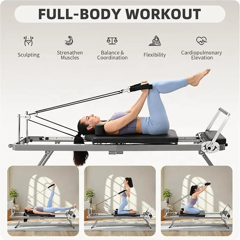 Foldable reformer with  Spring